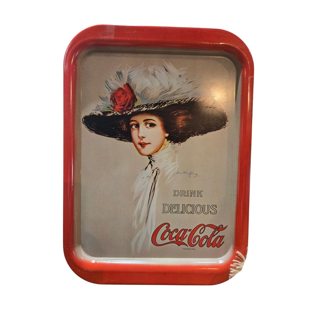 Vintage Coca-Cola Metal Serving Tray Hamilton King Girl 14.5" x 11" VG Condition
